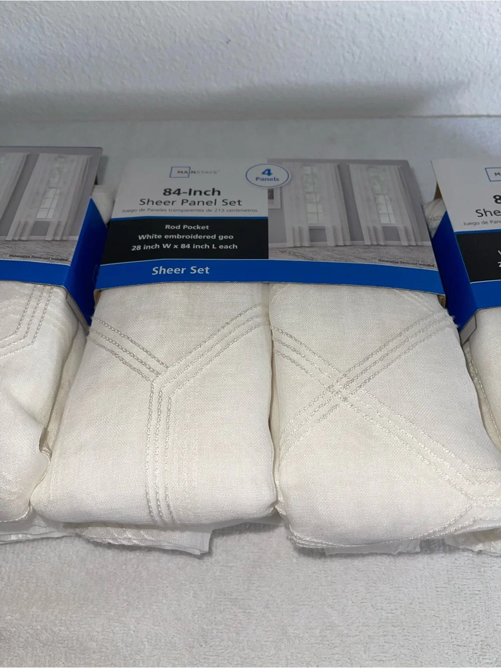 Mainstays White/Ivory Sheer Panel Set(s) - purchase includes all 3 sets!  NWT!